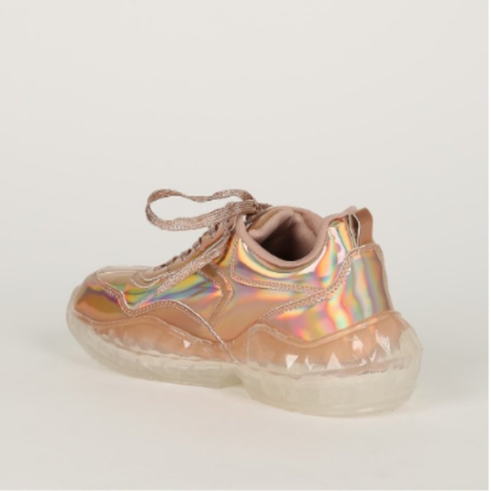 Rose Gold Holographic Fashion Sneakers - Picture 4 of 8